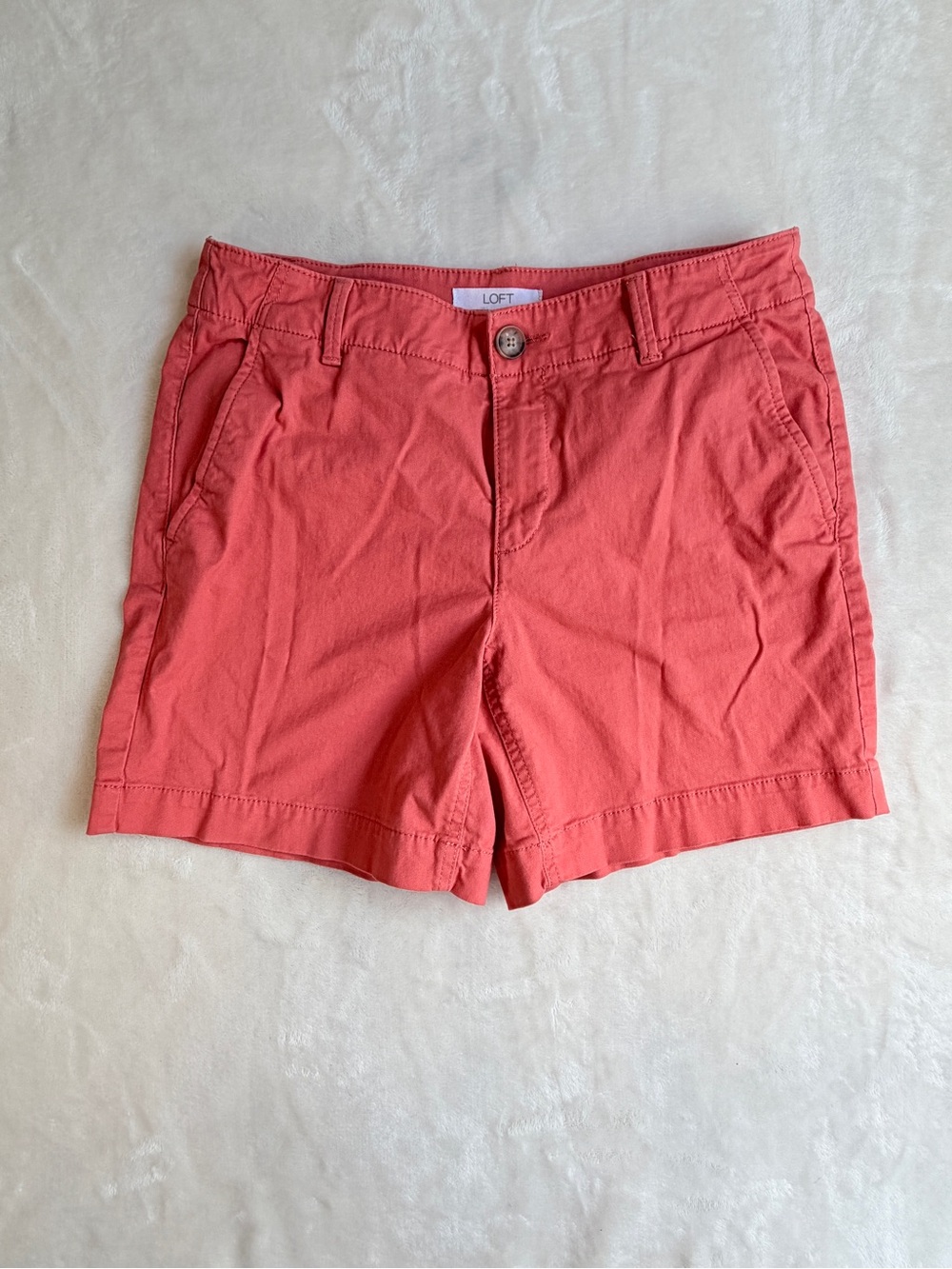 LOFT Coral Chino Bermuda Shorts